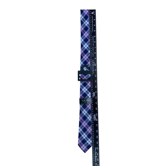 Lauren Ralph Lauren Boys Blue Purple Plaid Silk Tie Luxury Neckwear Patterned - Picture 7 of 8